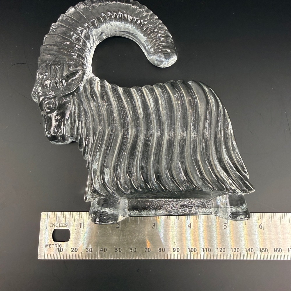 Erik Hoglund Boda Sweden Glass Ram Sculpture Julbock Yule Goat Figurine 6.5" - Picture 8 of 9